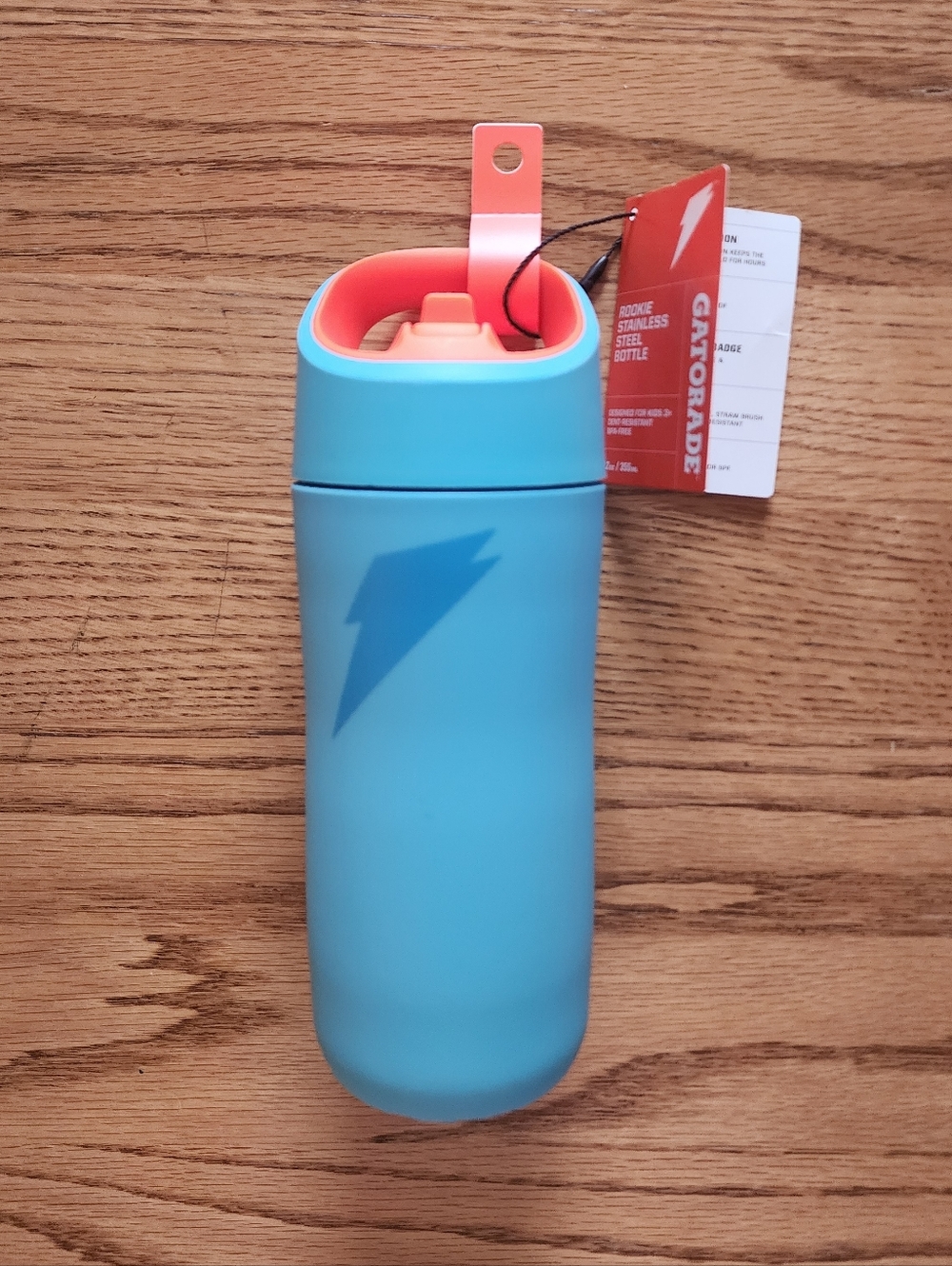 NWT Gatorade Blue 'Rookie Stainless Steel Bottle' 12 oz. Flip Straw & Handle